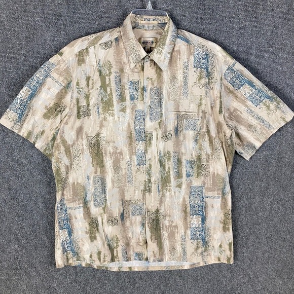 Campia Moda Button Up Shirt Men's Large Short Sleeve 100% Cotton Adults L‎ - Picture 1 of 8